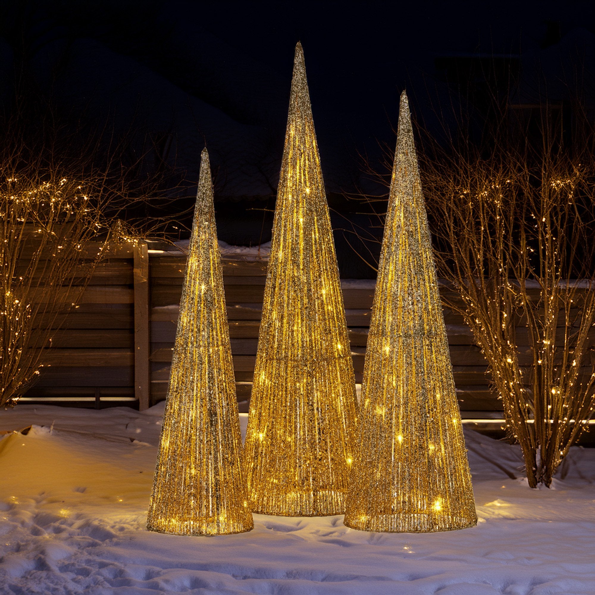 Christabelle 3pc Christmas Tree Indoor Outdoor Display Decoration LED Lights Front Yard Lawn Statue Ornament V240-112_SB500