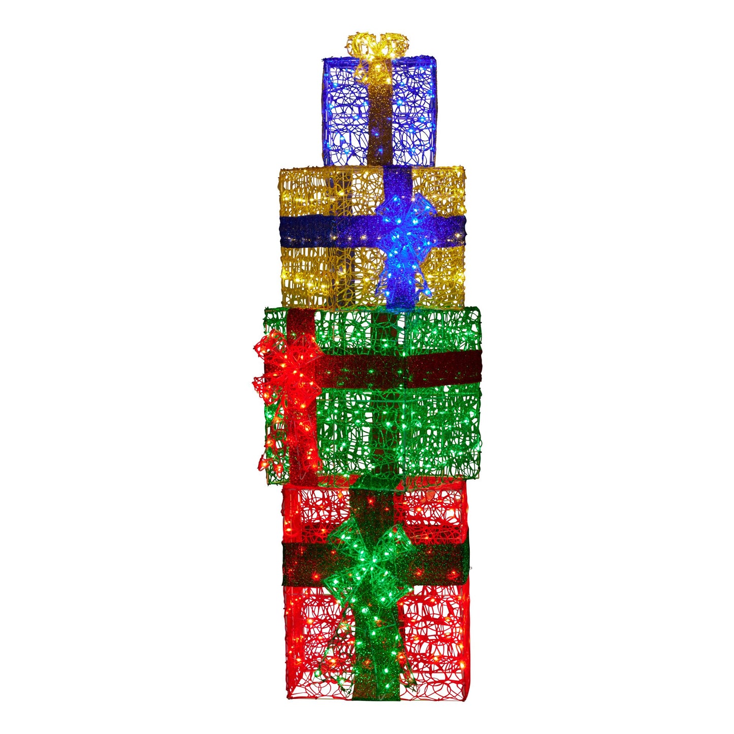 Christabelle 190cm 4-piece Gift Stack Box Christmas Decor Bows Led Lights Xmas V240-112_SB503