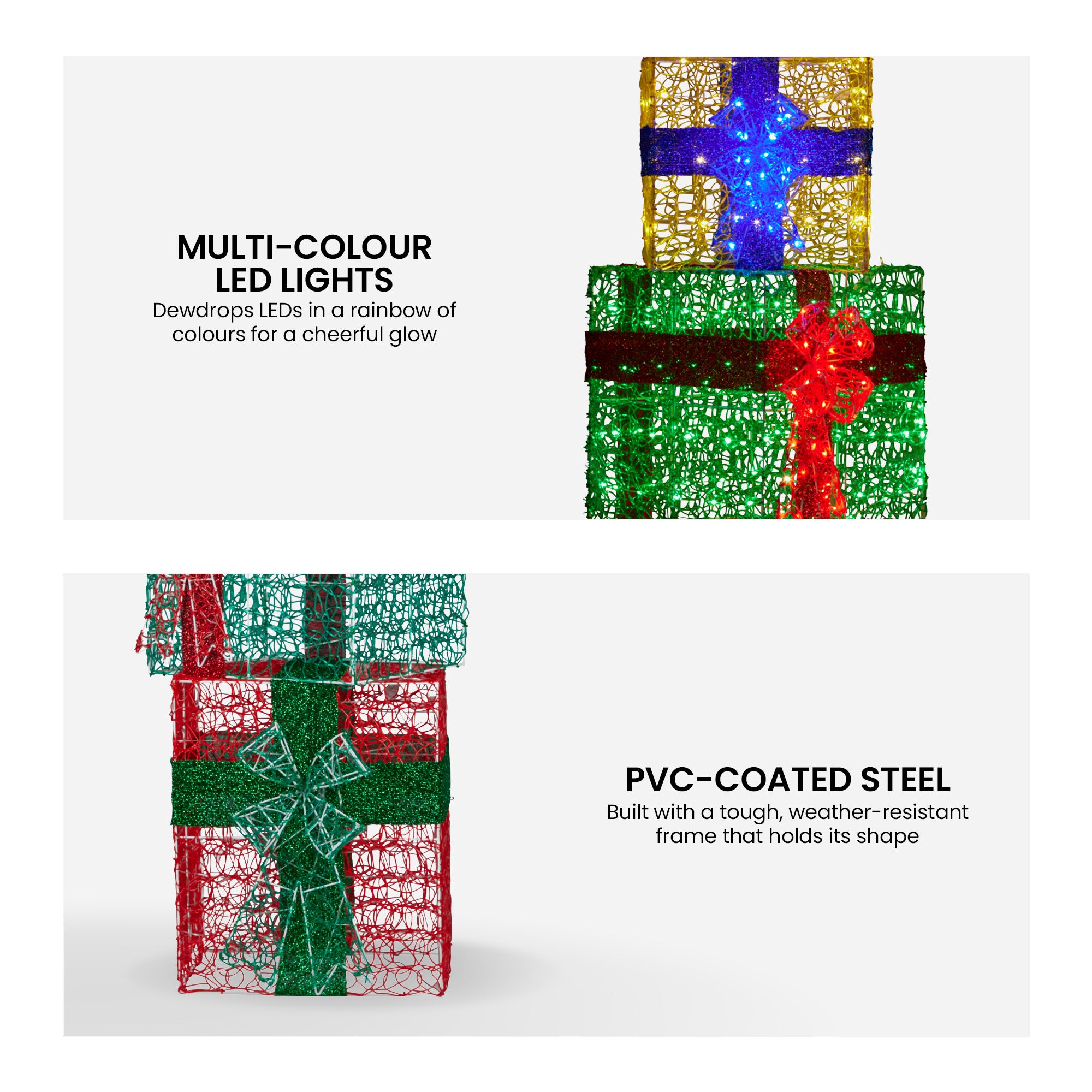 Christabelle 190cm 4-piece Gift Stack Box Christmas Decor Bows Led Lights Xmas V240-112_SB503