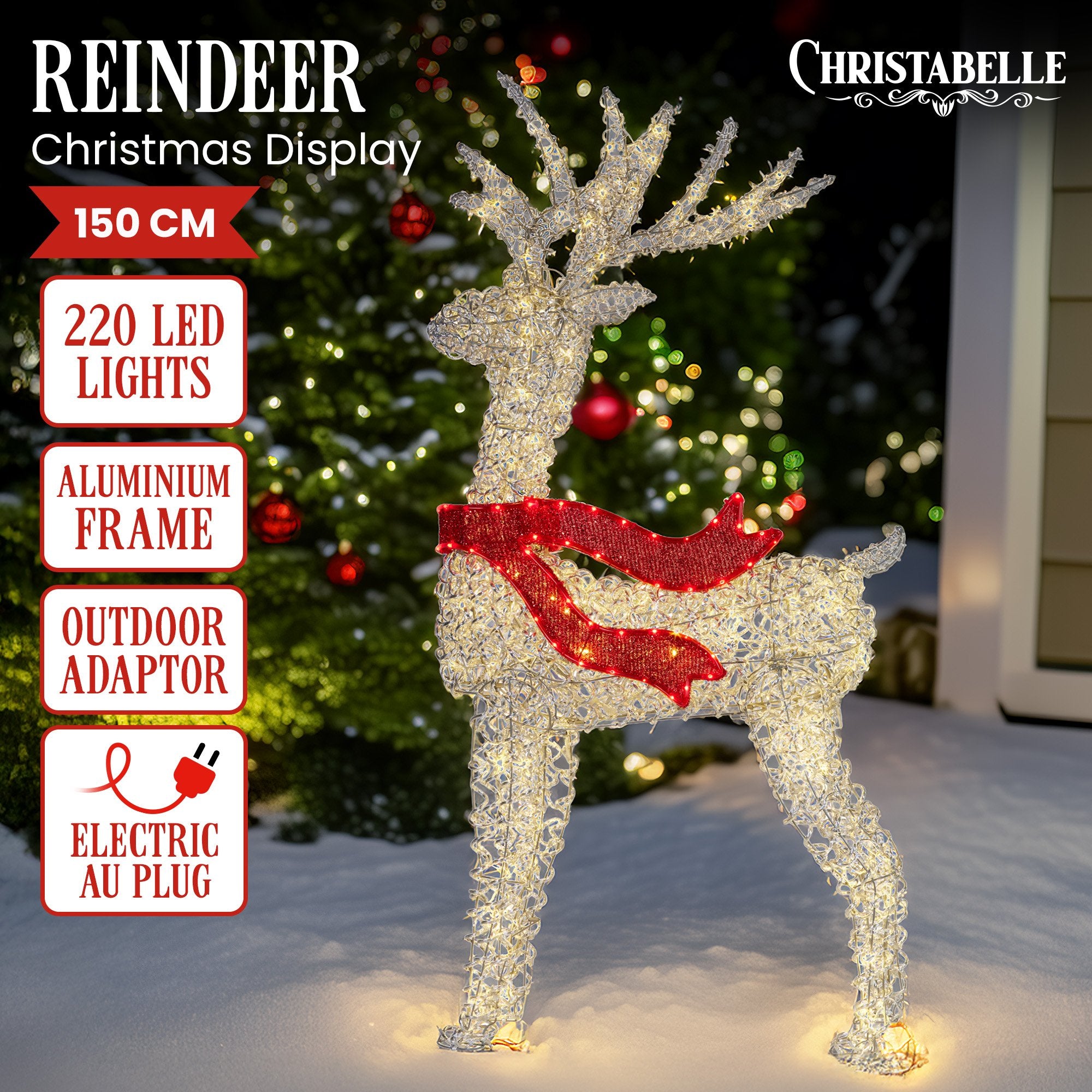 Christabelle Large 1.5m Christmas Reindeer Outdoor Indoor Light-Up Display Decoration Lawn Statue LED Lights V240-112_SB505