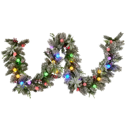 Swishmas 274cm Snowy Crown Pine Pre-Lit Multicolour Christmas Garland V240-112_SENCR105