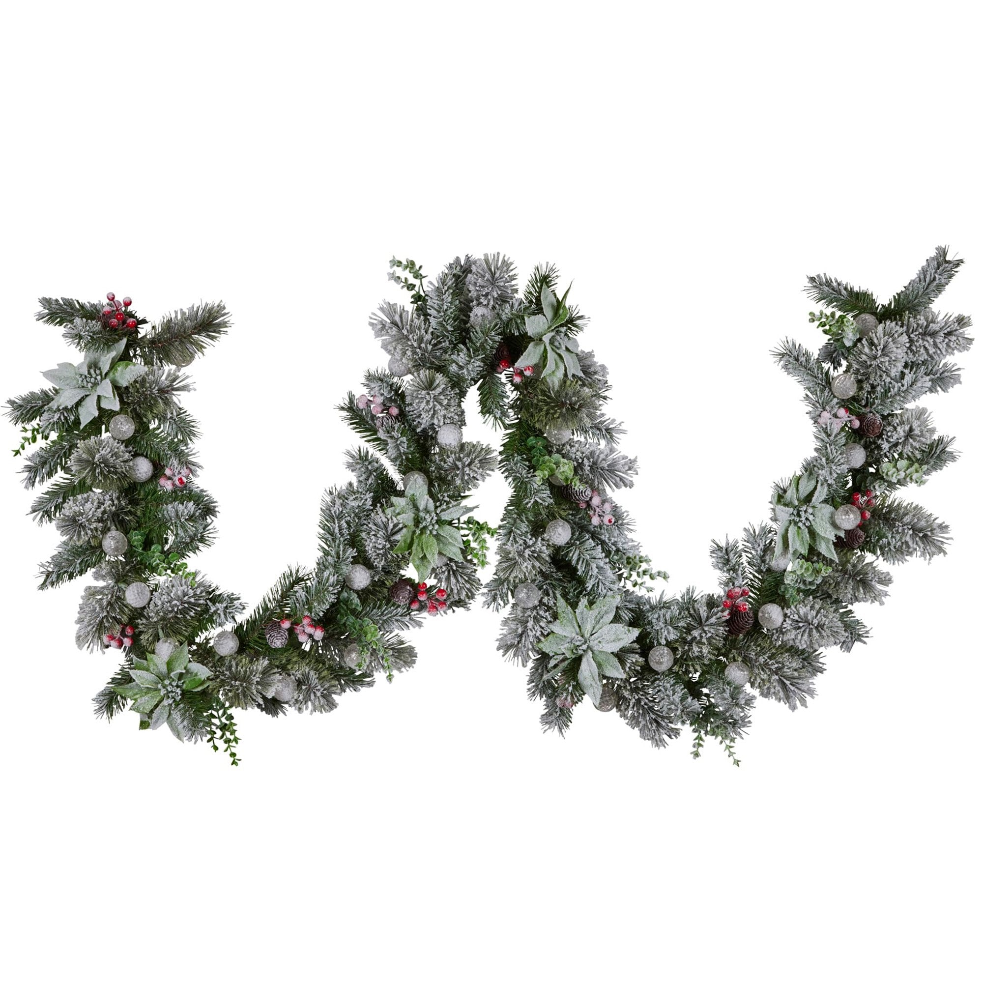 Swishmas 274cm Snowy Crown Pine Pre-Lit Multicolour Christmas Garland V240-112_SENCR105