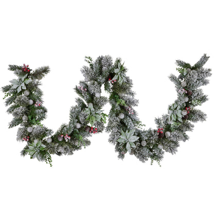 Swishmas 274cm Snowy Crown Pine Pre-Lit Multicolour Christmas Garland V240-112_SENCR105