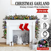 Swishmas 274cm Snowy Crown Pine Pre-Lit Multicolour Christmas Garland V240-112_SENCR105