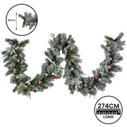 Swishmas 274cm Snowy Crown Pine Pre-Lit Multicolour Christmas Garland V240-112_SENCR105