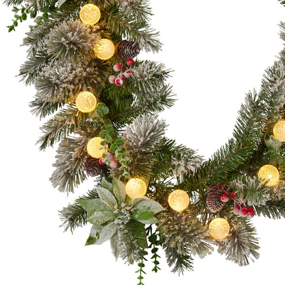 Swishmas 274cm Snowy Crown Pine Pre-Lit Multicolour Christmas Garland V240-112_SENCR105