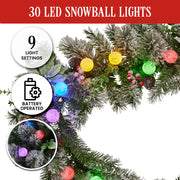 Swishmas 274cm Snowy Crown Pine Pre-Lit Multicolour Christmas Garland V240-112_SENCR105