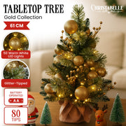 Christabelle 61cm Battery-operated Christmas Tree Warm Lights Led Table Top Gold V240-112_SENG2