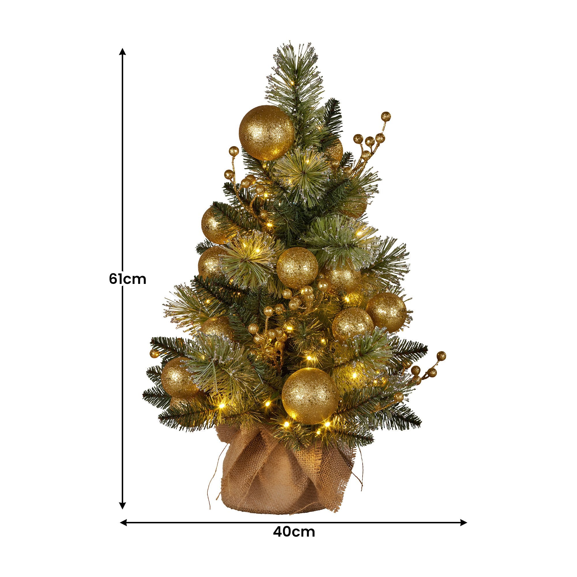Christabelle 61cm Battery-operated Christmas Tree Warm Lights Led Table Top Gold V240-112_SENG2