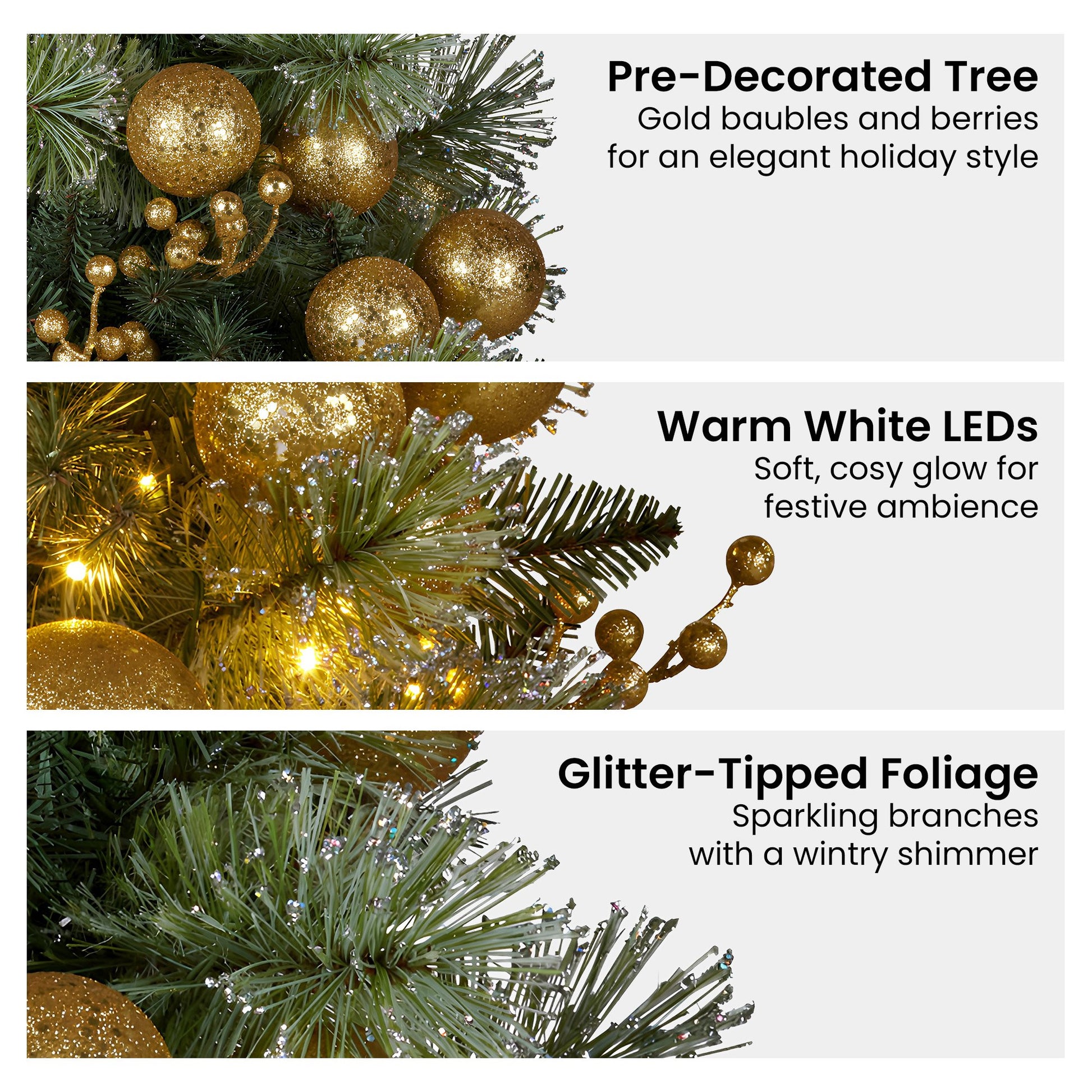 Christabelle 61cm Battery-operated Christmas Tree Warm Lights Led Table Top Gold V240-112_SENG2