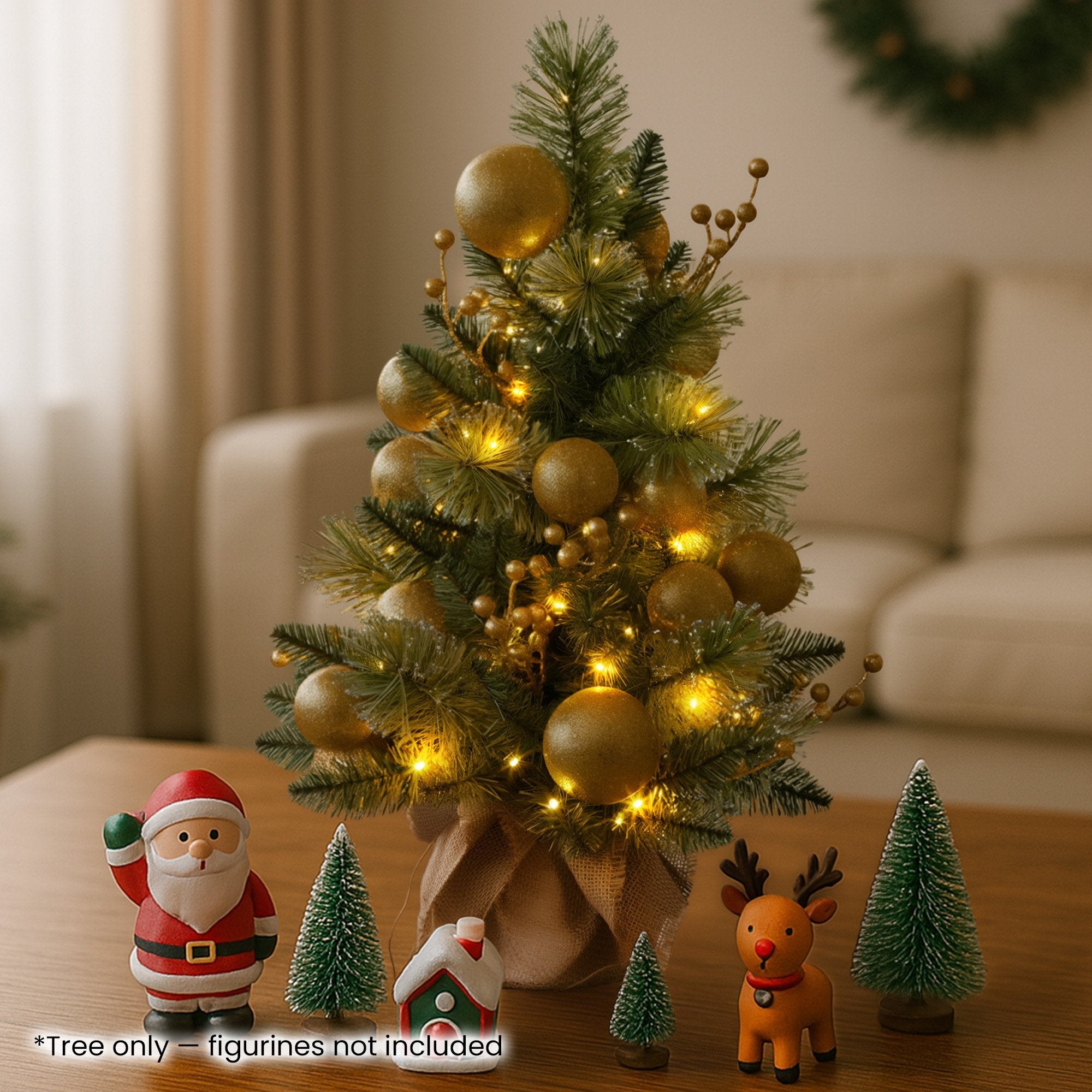 Christabelle 61cm Battery-operated Christmas Tree Warm Lights Led Table Top Gold V240-112_SENG2