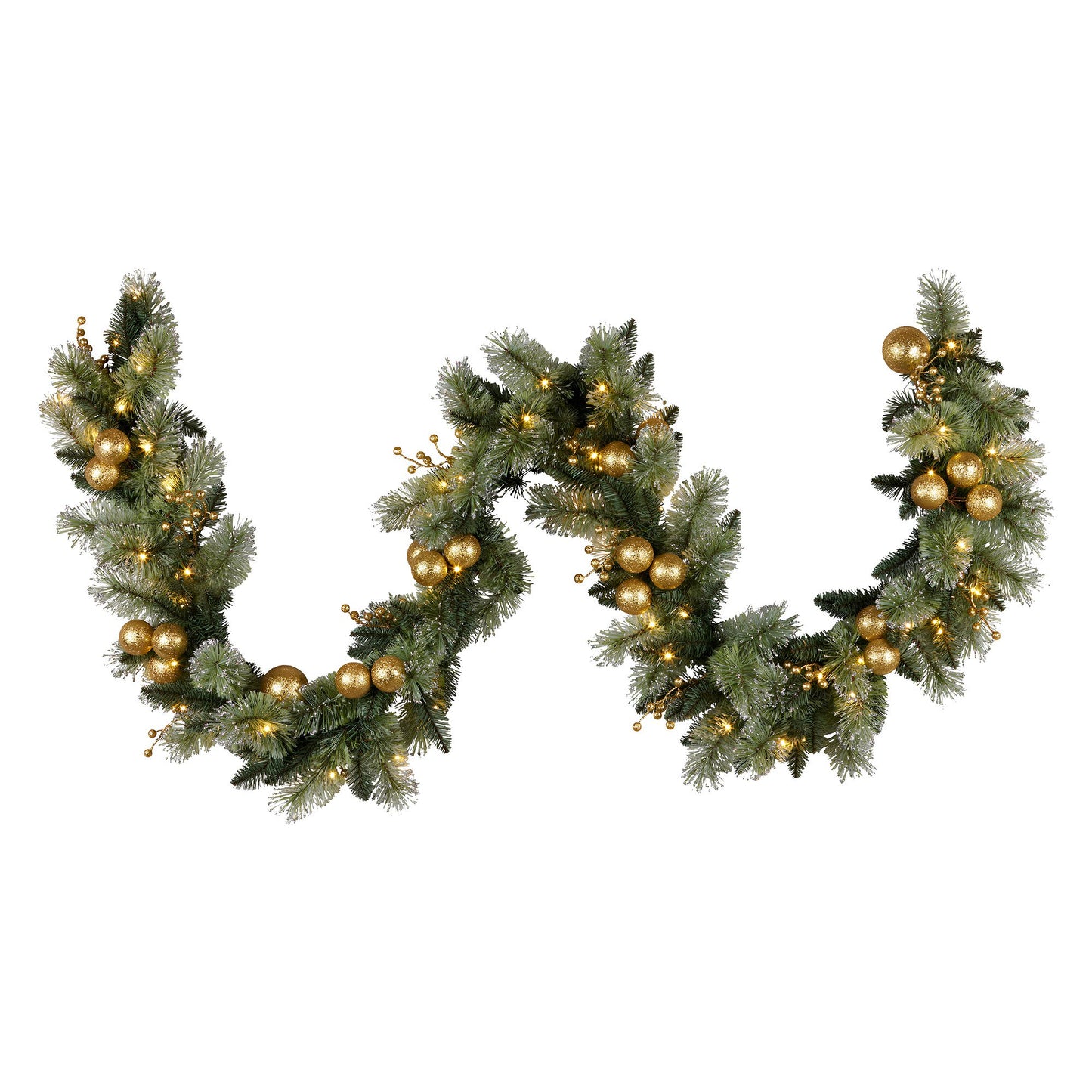 Christabelle 2.7m Christmas Garland with Gold Baubles and LED Lights Mantle Decoration Ornament V240-112_SENG274