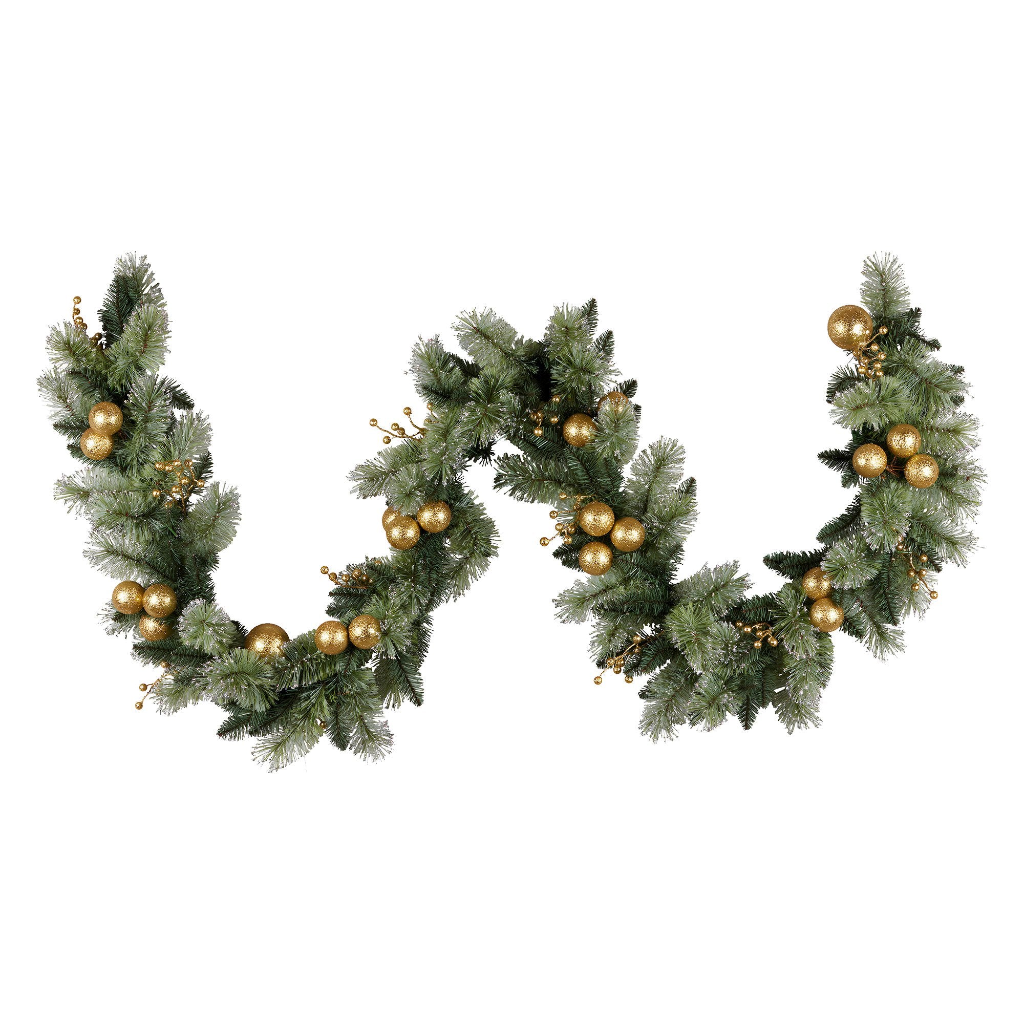 Christabelle 2.7m Christmas Garland with Gold Baubles and LED Lights Mantle Decoration Ornament V240-112_SENG274