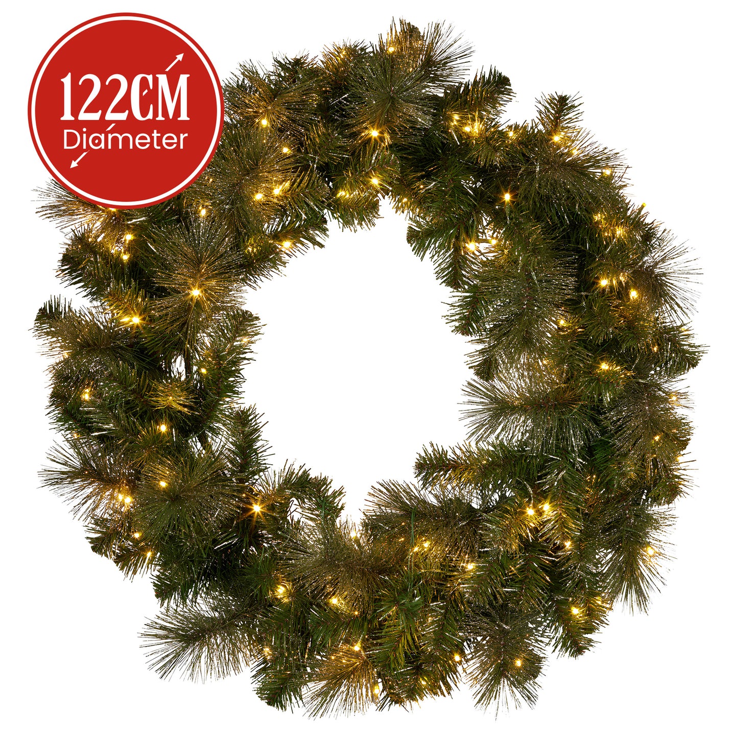 Christabelle 1.22m Split 2pc Christmas Wreath with LED Lights Pine Dual Front Doors Decoration Ornament V240-112_SENGG122S