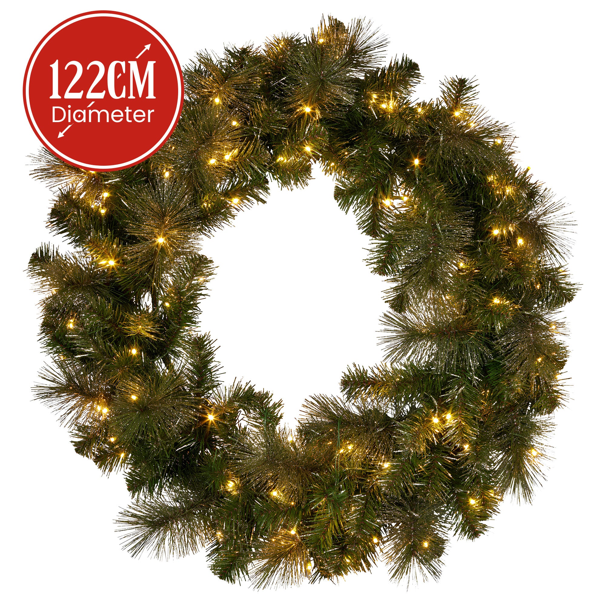 Christabelle 1.22m Split 2pc Christmas Wreath with LED Lights Pine Dual Front Doors Decoration Ornament V240-112_SENGG122S