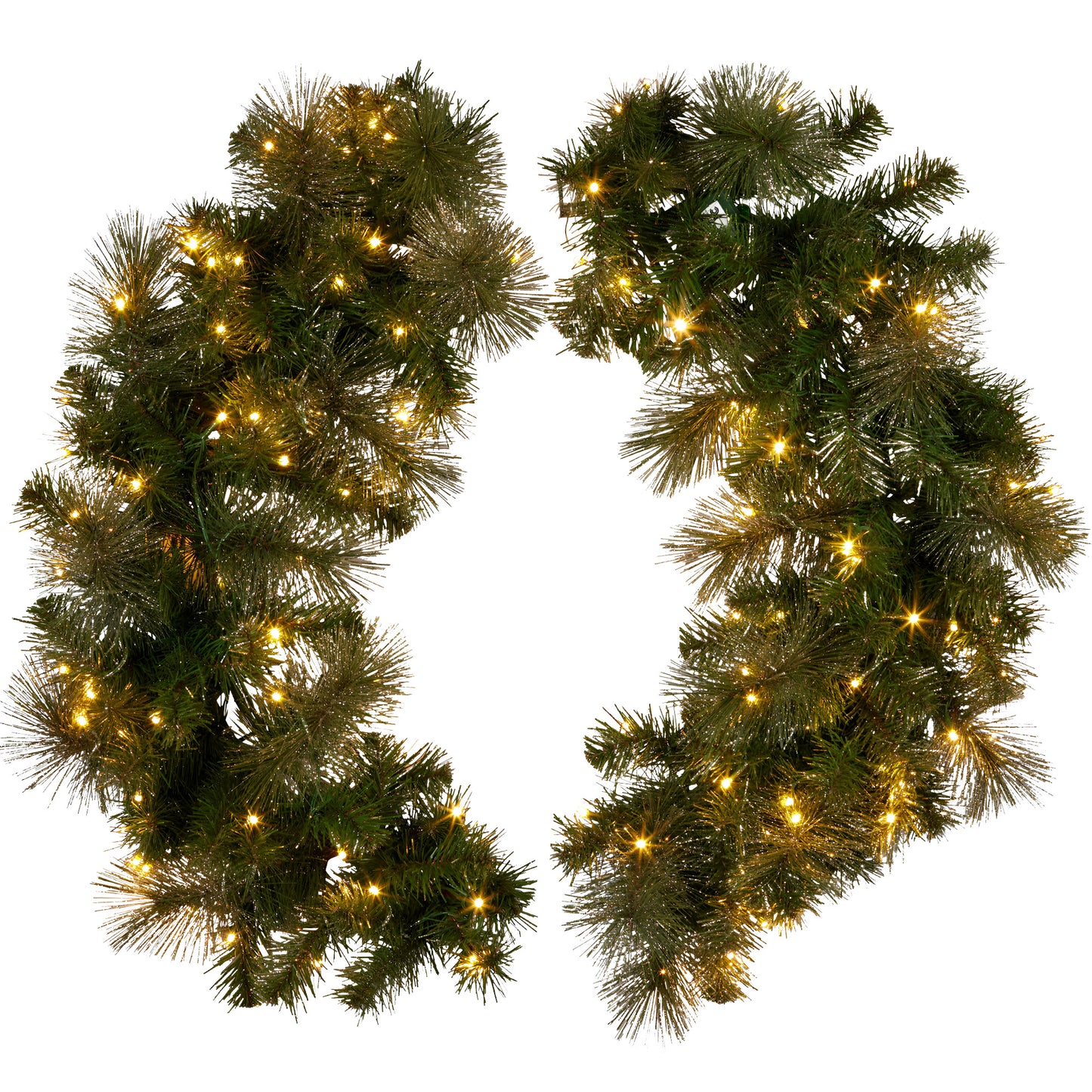 Christabelle 1.22m Split 2pc Christmas Wreath with LED Lights Pine Dual Front Doors Decoration Ornament V240-112_SENGG122S