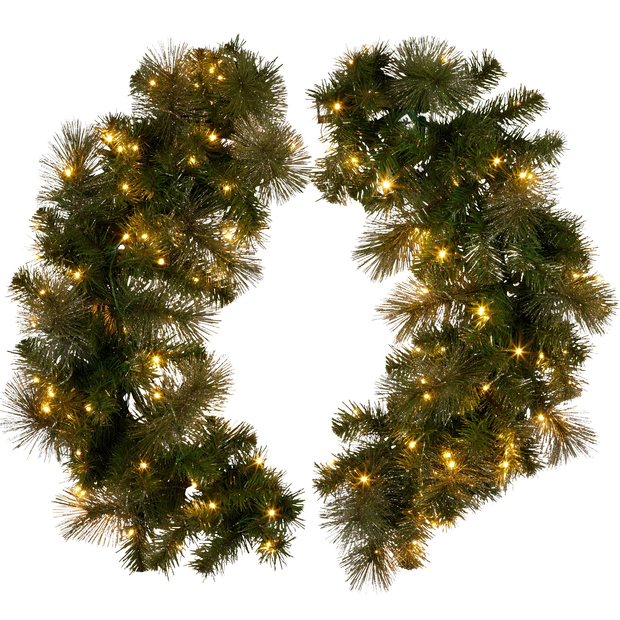 Christabelle 1.22m Split 2pc Christmas Wreath with LED Lights Pine Dual Front Doors Decoration Ornament V240-112_SENGG122S