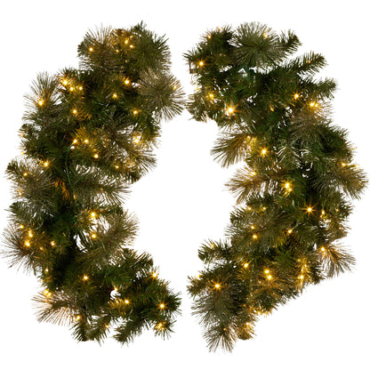 Christabelle 1.22m Split 2pc Christmas Wreath with LED Lights Pine Dual Front Doors Decoration Ornament V240-112_SENGG122S