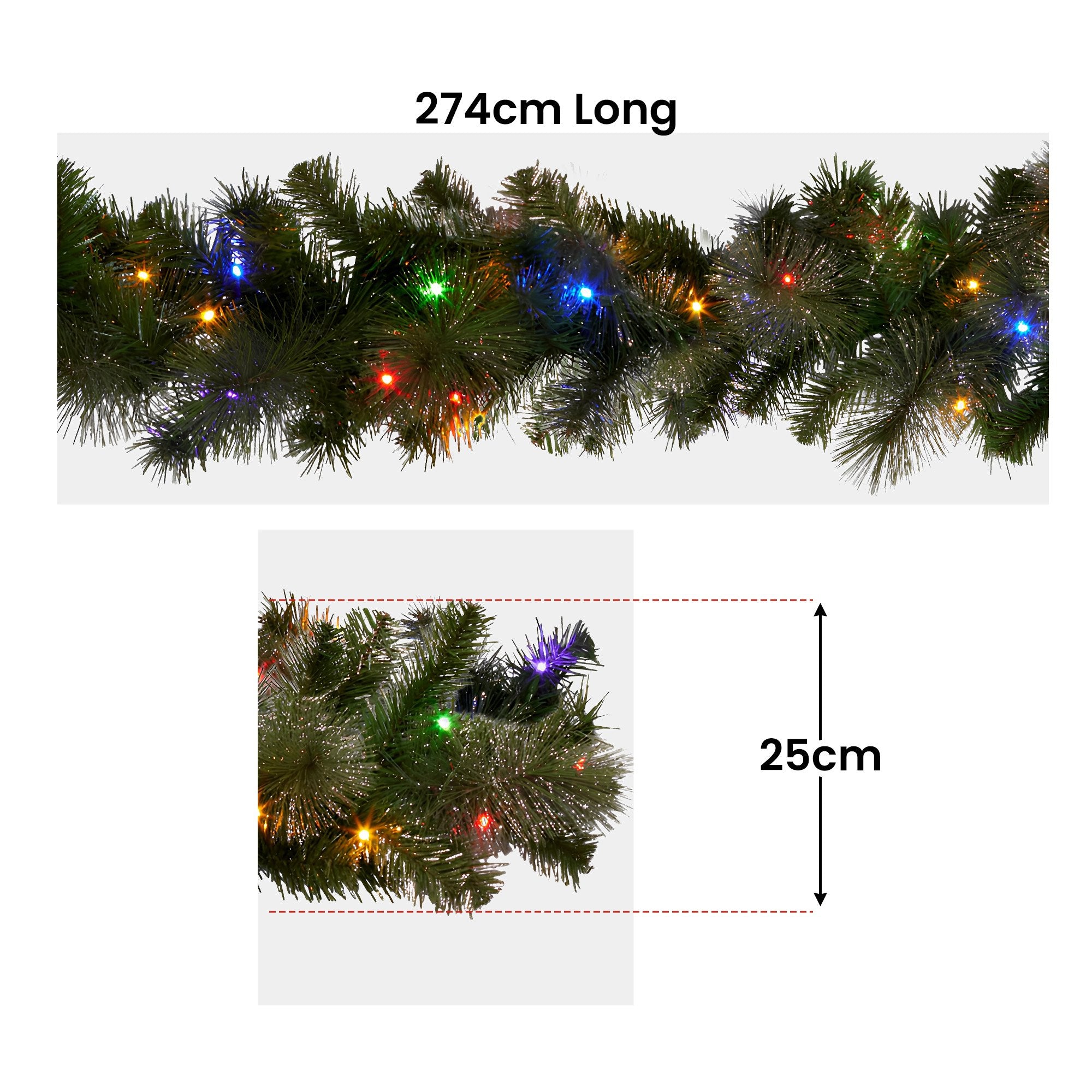 Christabelle 2.7m Christmas Garland with LED Lights Glittery Gold Pine Mantle Decoration Ornament V240-112_SENGG274
