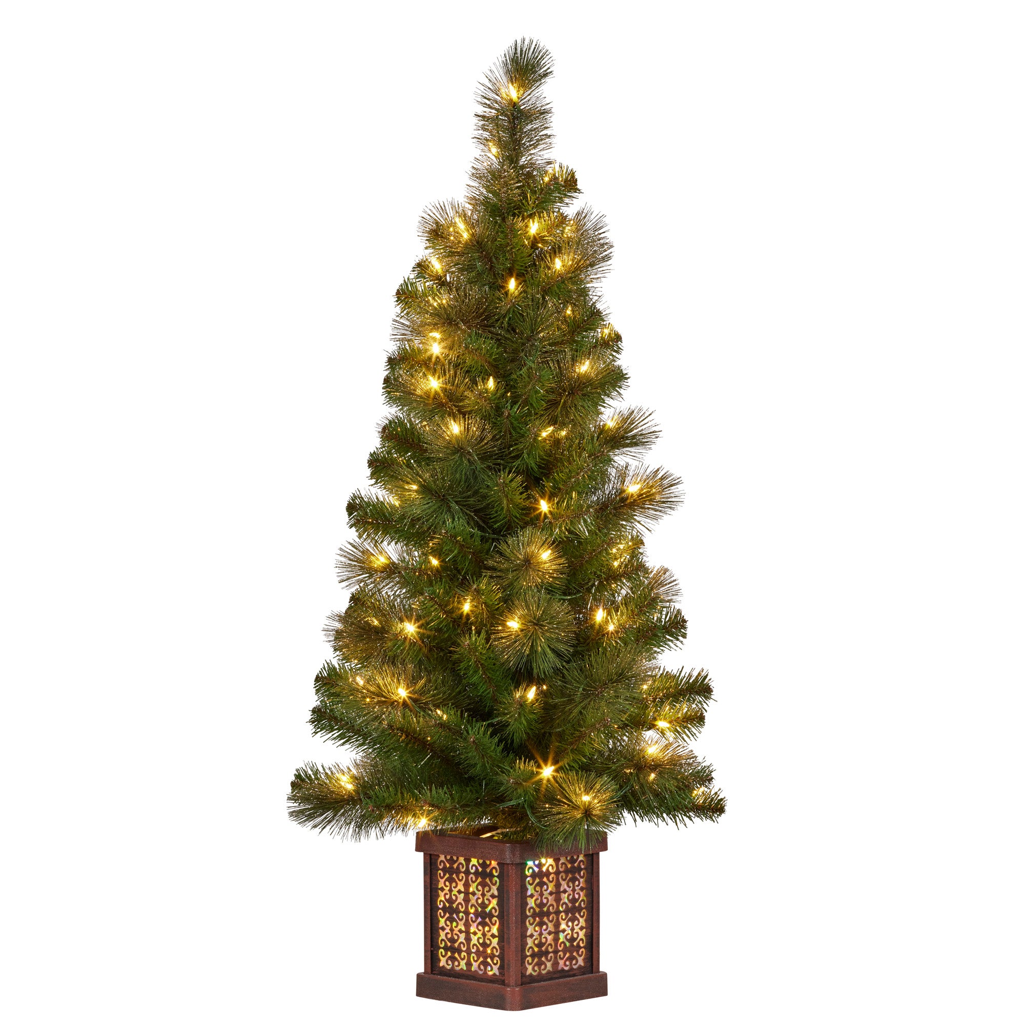 Christabelle 4ft Christmas Tree Glittery Gold Pine Led Multi Lights Xmas Decor V240-112_SENGG4P