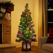 Christabelle 4ft Christmas Tree Glittery Gold Pine Led Multi Lights Xmas Decor V240-112_SENGG4P
