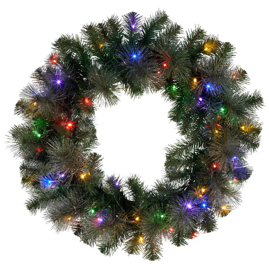 Christabelle 61cm Christmas Wreath with LED Lights Glittery Gold Pine re-Lit Front Door Decoration Ornament V240-112_SENGG61