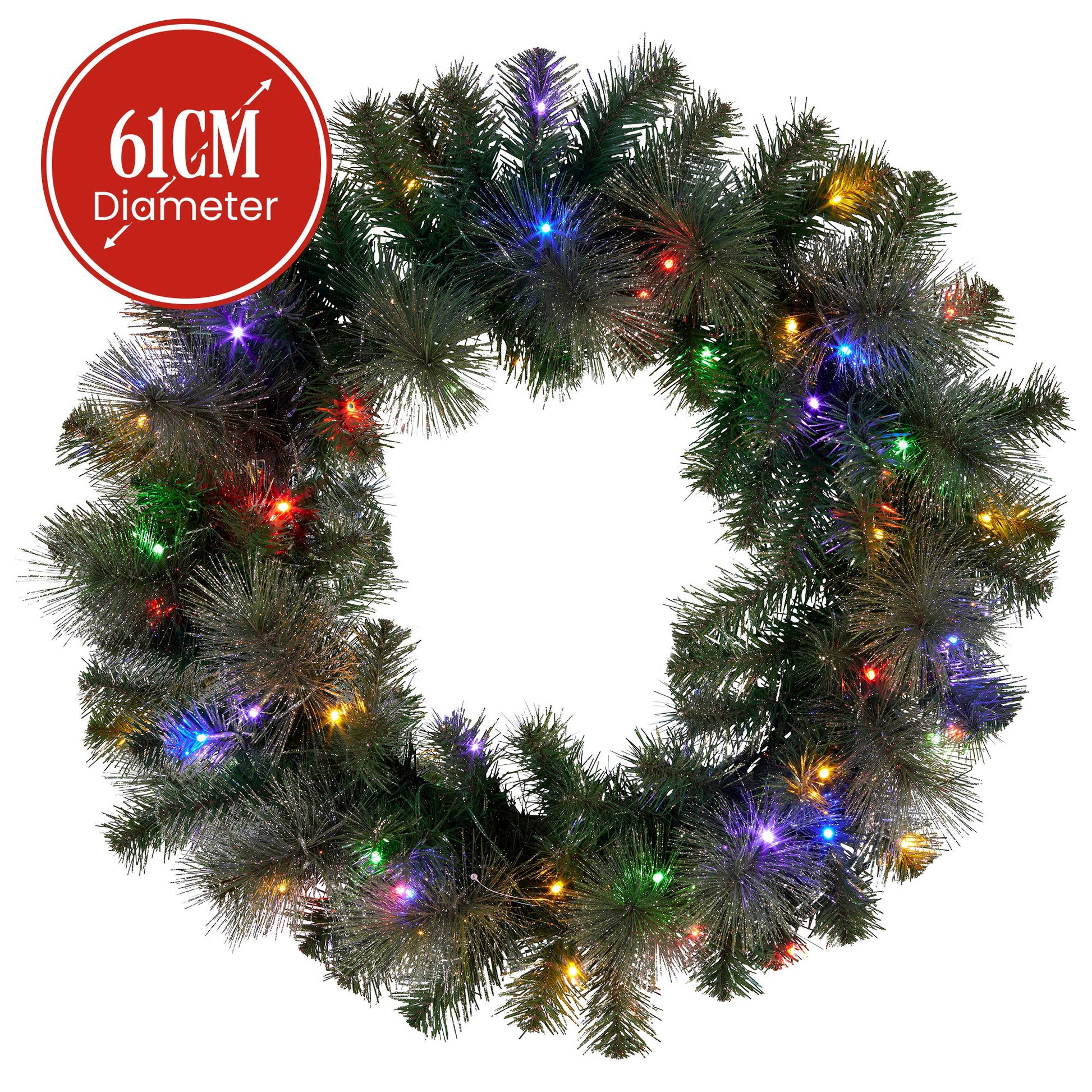 Christabelle 61cm Christmas Wreath with LED Lights Glittery Gold Pine re-Lit Front Door Decoration Ornament V240-112_SENGG61