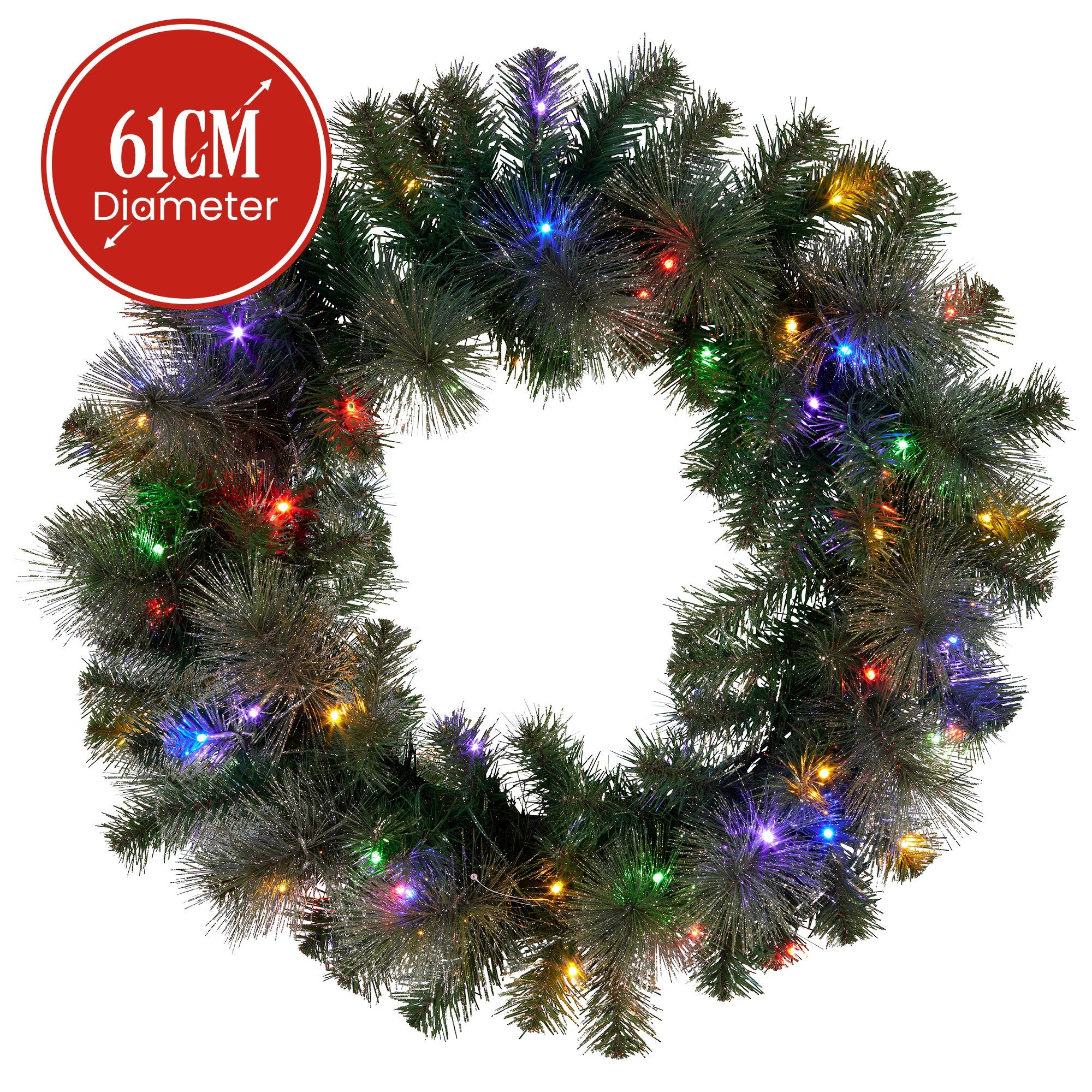 Christabelle 61cm Christmas Wreath with LED Lights Glittery Gold Pine re-Lit Front Door Decoration Ornament V240-112_SENGG61