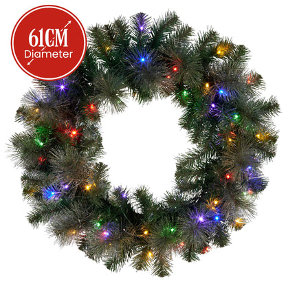 Christabelle 61cm Christmas Wreath with LED Lights Glittery Gold Pine re-Lit Front Door Decoration Ornament V240-112_SENGG61