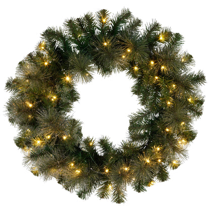 Christabelle 61cm Christmas Wreath with LED Lights Glittery Gold Pine re-Lit Front Door Decoration Ornament V240-112_SENGG61