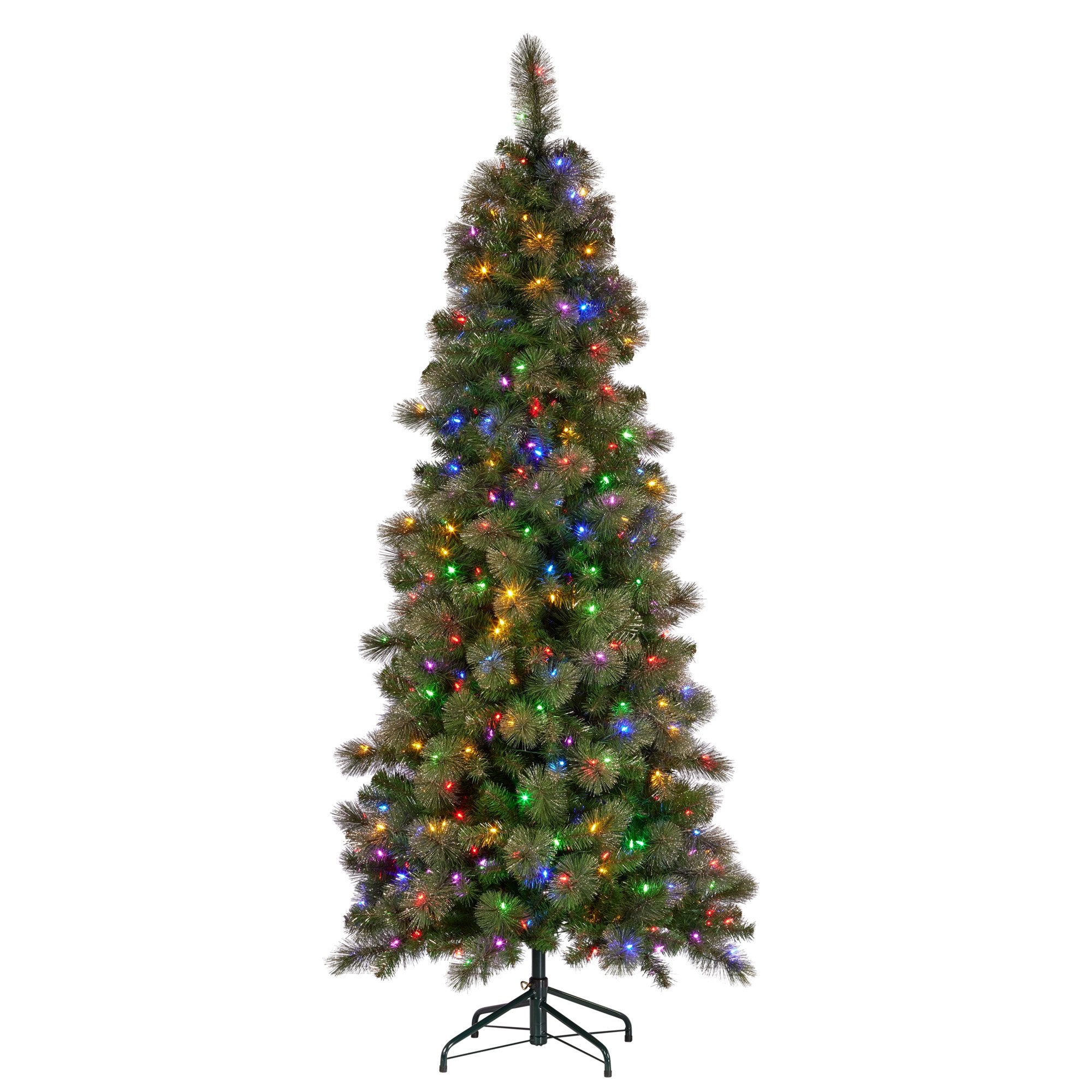 Christabelle 7.5ft Christmas Tree Slim Glittery Gold Pine Led Lights Xmas Decor V240-112_SENGG75S