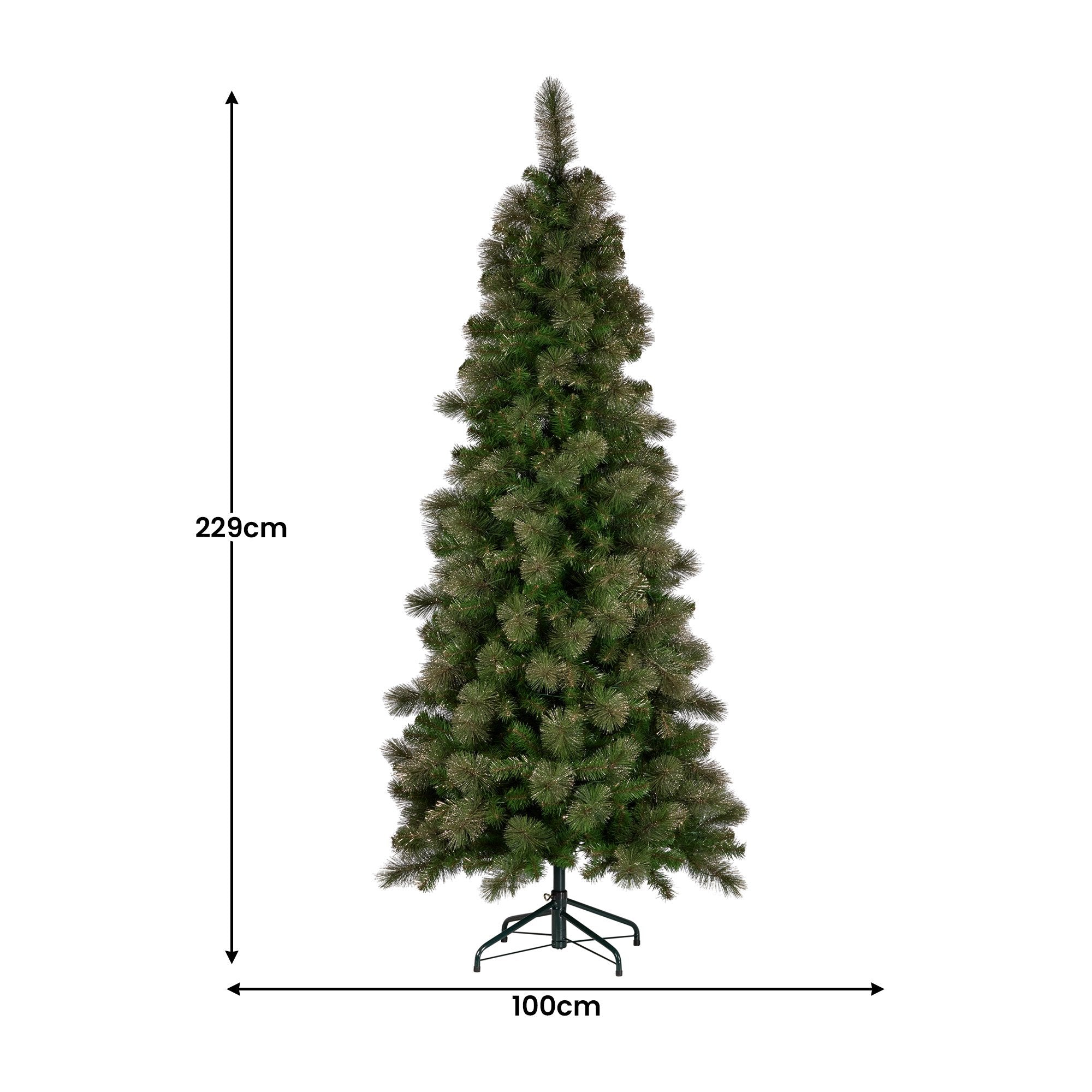 Christabelle 7.5ft Christmas Tree Slim Glittery Gold Pine Led Lights Xmas Decor V240-112_SENGG75S