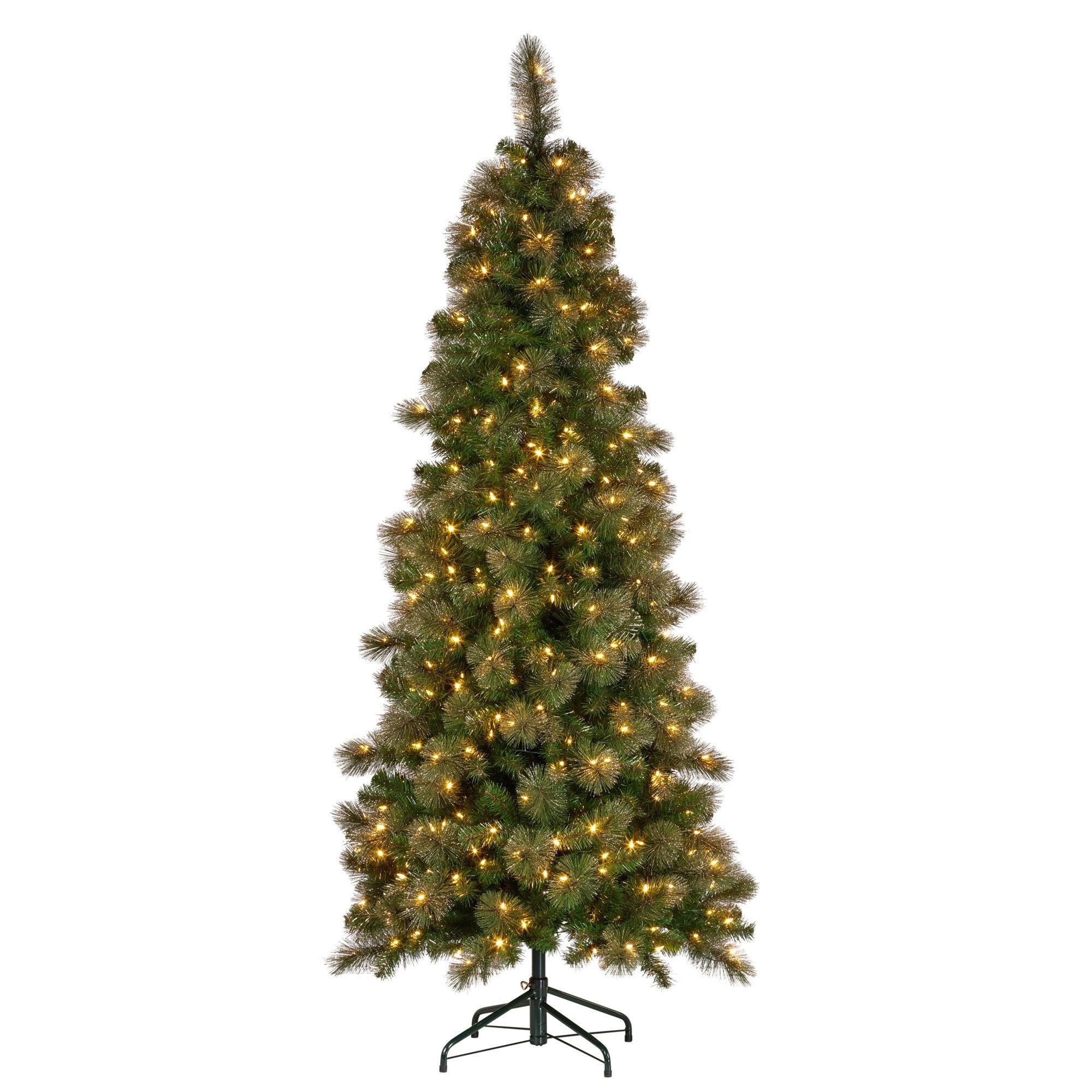 Christabelle 7.5ft Christmas Tree Slim Glittery Gold Pine Led Lights Xmas Decor V240-112_SENGG75S