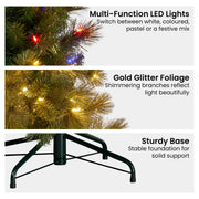 Christabelle 7.5ft Christmas Tree Slim Glittery Gold Pine Led Lights Xmas Decor V240-112_SENGG75S