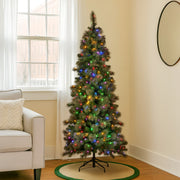 Christabelle 7.5ft Christmas Tree Slim Glittery Gold Pine Led Lights Xmas Decor V240-112_SENGG75S