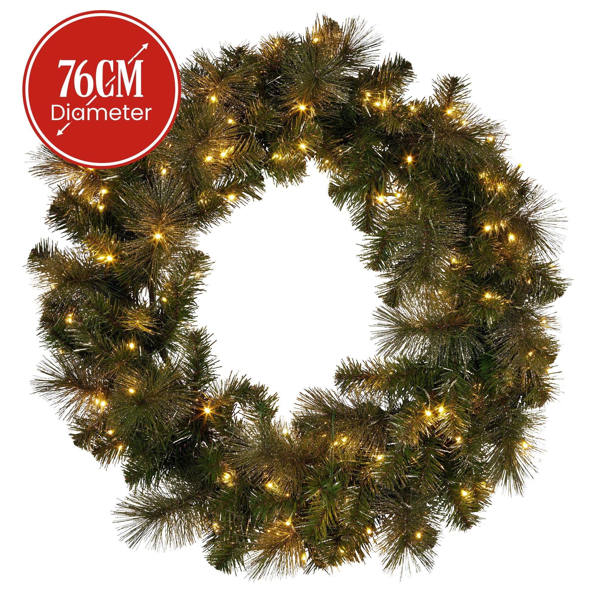 Christabelle 76cm Split Christmas Wreath with LED Lights for Double Front Doors Decoration V240-112_SENGG76S