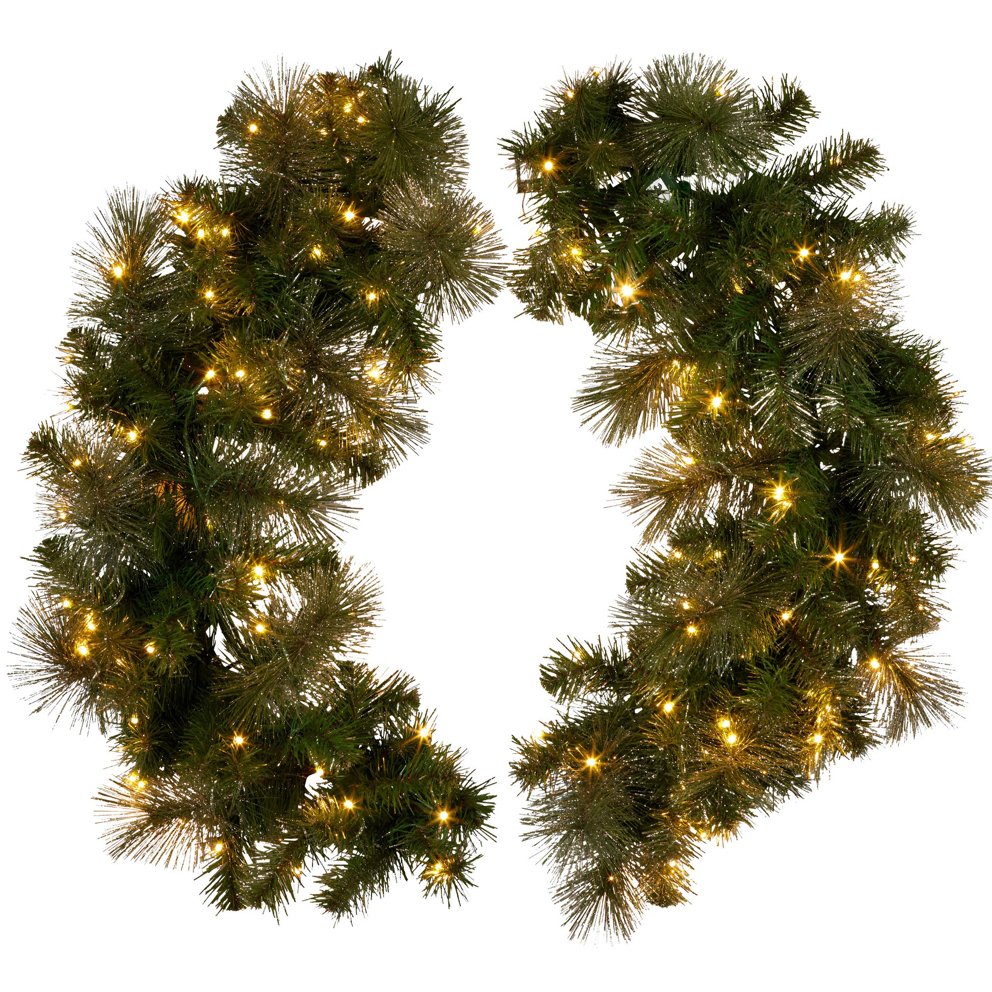 Christabelle 76cm Split Christmas Wreath with LED Lights for Double Front Doors Decoration V240-112_SENGG76S