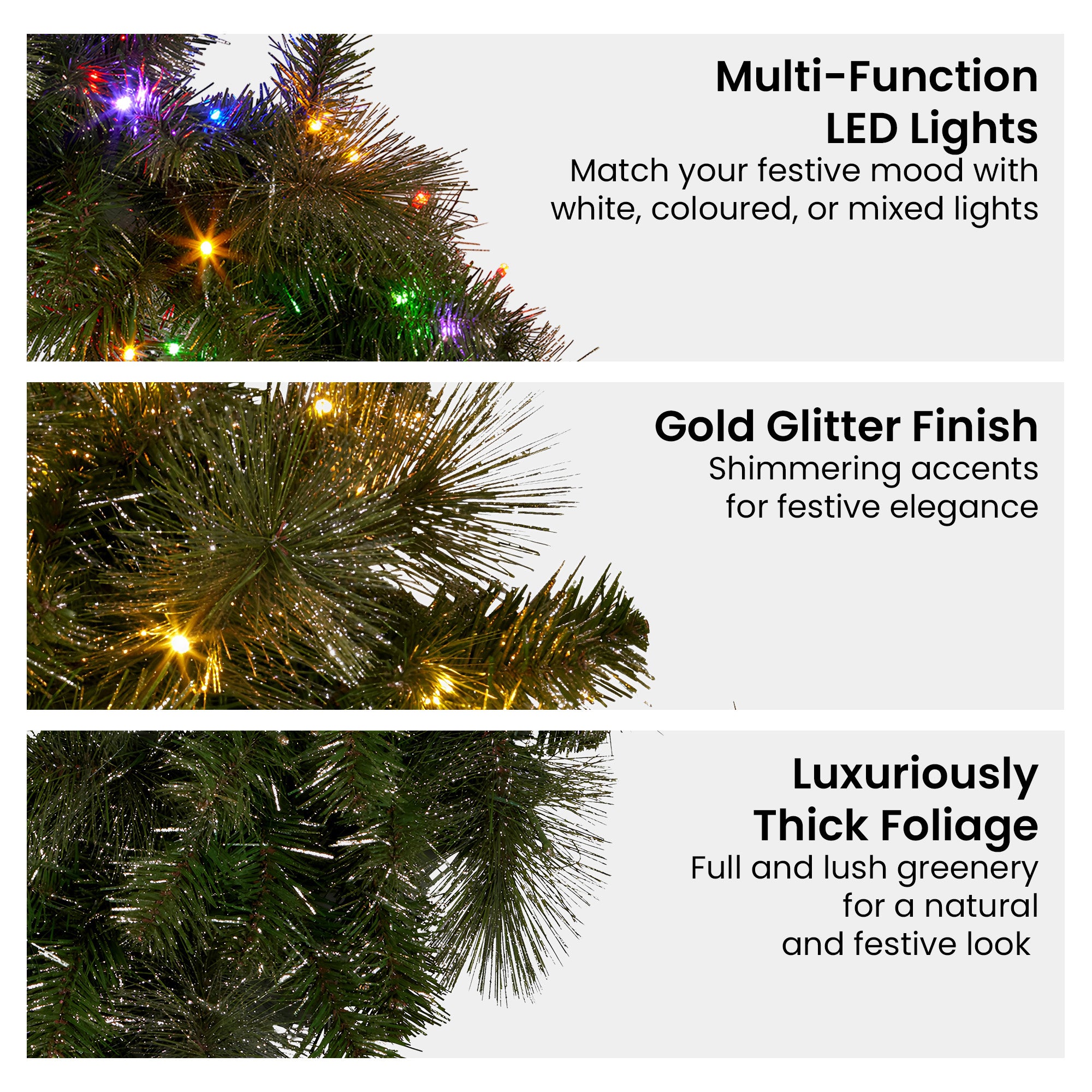 Christabelle 76cm Split Christmas Wreath with LED Lights for Double Front Doors Decoration V240-112_SENGG76S