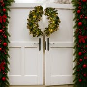 Christabelle 76cm Split Christmas Wreath with LED Lights for Double Front Doors Decoration V240-112_SENGG76S