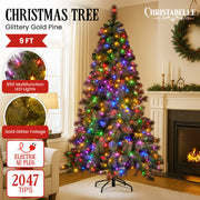 Christabelle 9ft Christmas Tree Glittery Gold Pine Needles 850 Led Lights Xmas V240-112_SENGG9