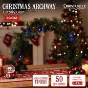 Christabelle 60cm Tabletop Christmas Archway Garland with LED Lights Gold Mantle Decoration Ornament V240-112_SENGGTA