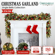 Christabelle 2.7m Christmas Garland with LED Lights and Baubles Mantle Decoration Ornament V240-112_SENJB274