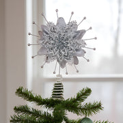 Christabelle Christmas Tree Topper Poinsettia Decoration Ornament Silver Petals V240-112_SHD1043