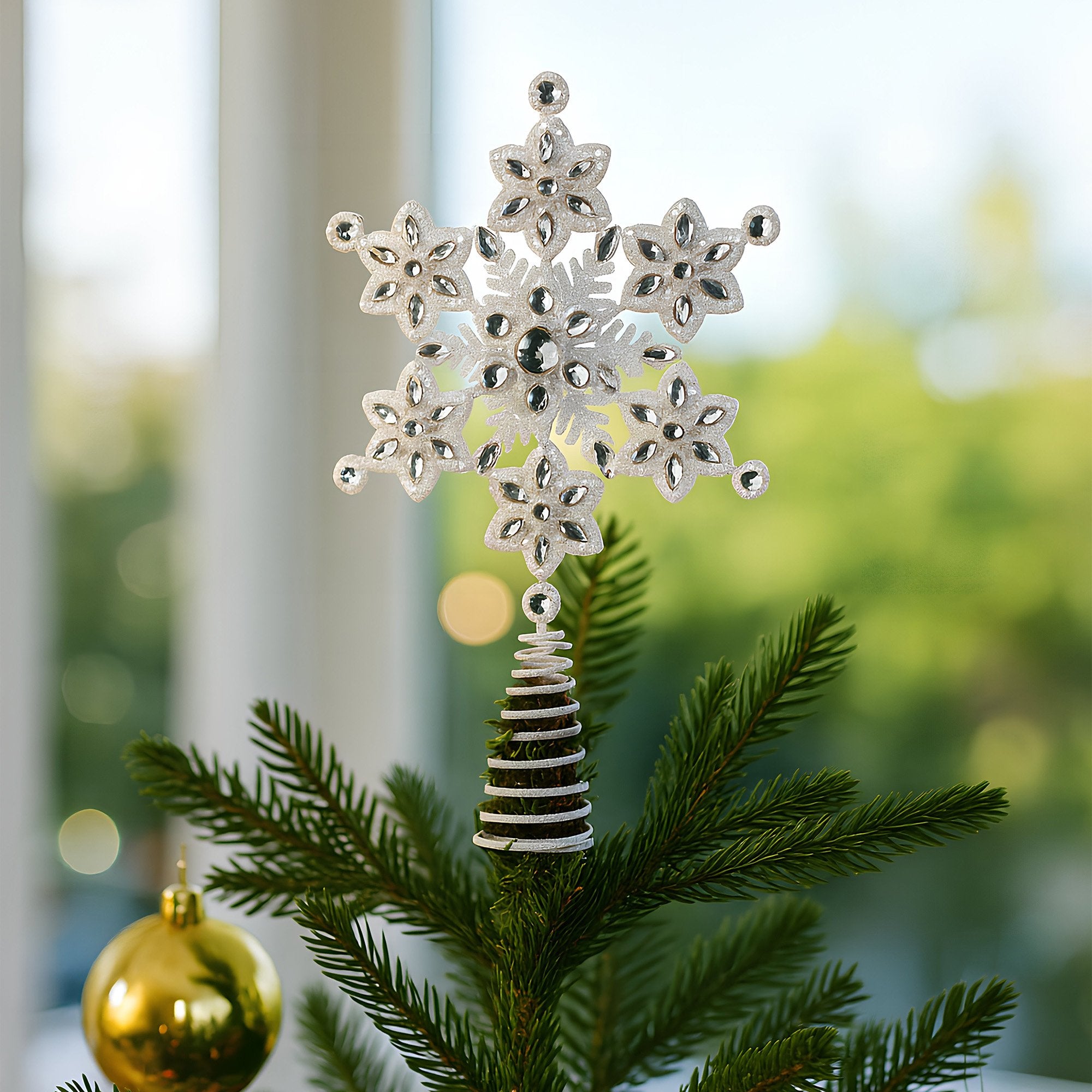 Christabelle Snowflake Christmas Tree Topper Beaded Decoration Ornament Xmas V240-112_SHD706