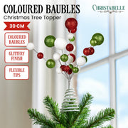 Christabelle Baubles Christmas Tree Topper Festive Glitter Finish Xmas Ornament V240-112_SHD9066