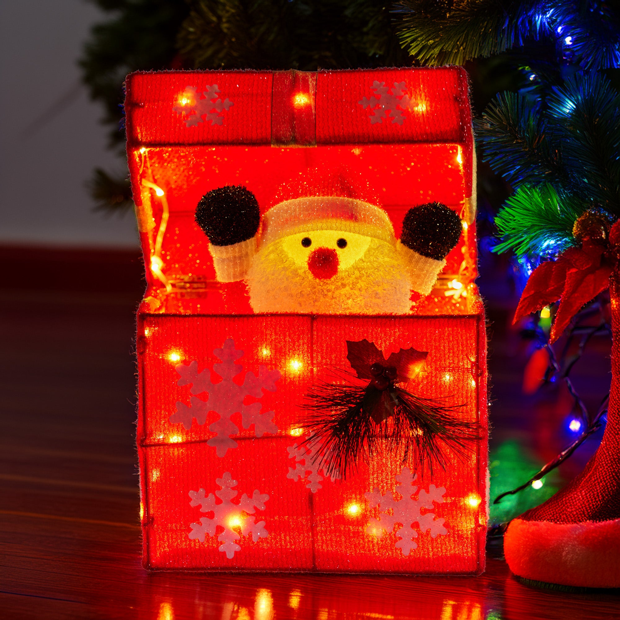 Christabelle Animated Santa Gift Box Led Christmas Tree Decoration Xmas Ornament V240-112_SHE100