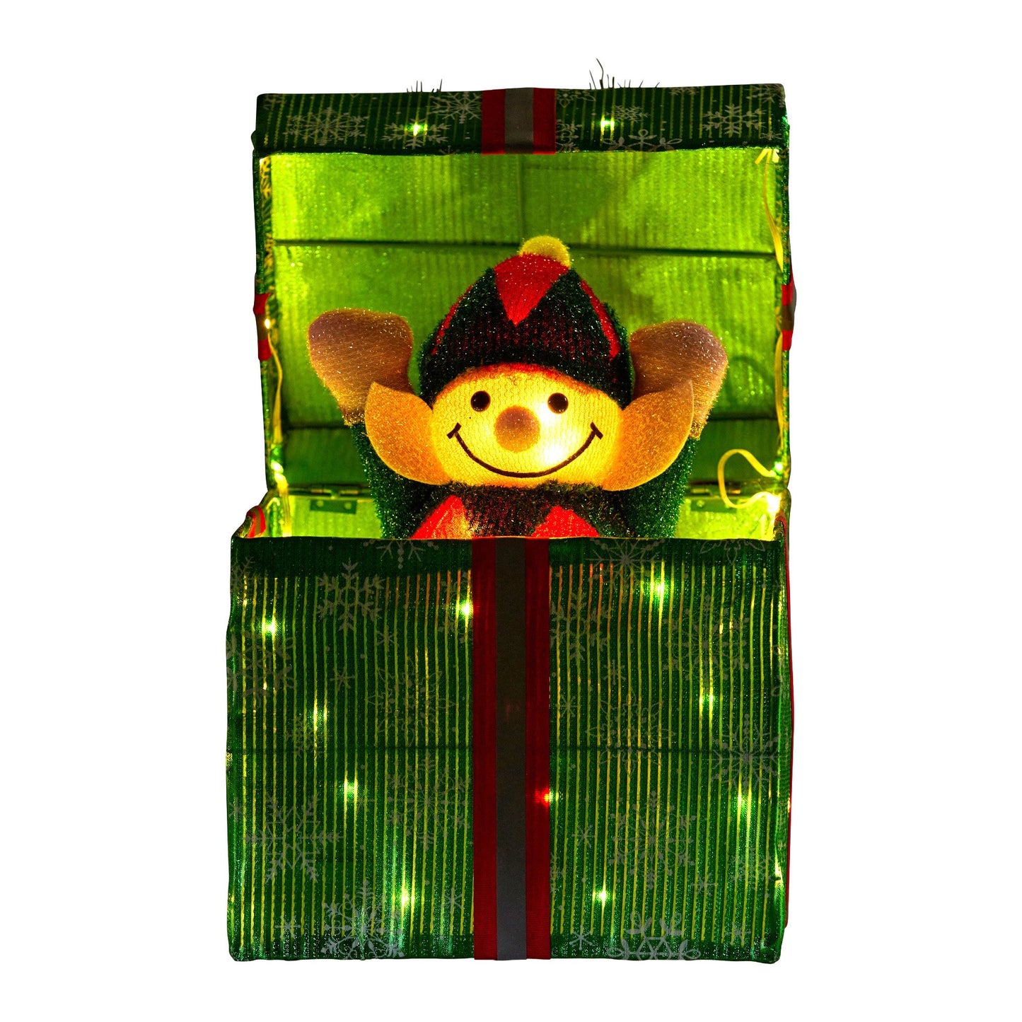 Christabelle Animated Elf Gift Box Led Lights Christmas Tree Decoration Ornament V240-112_SHE101
