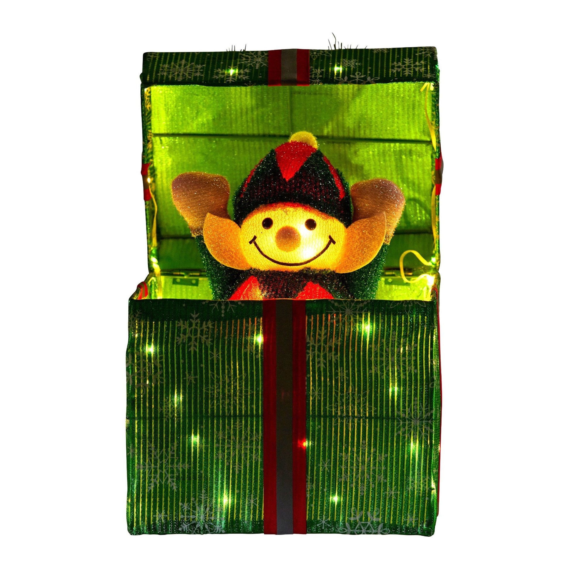 Christabelle Animated Elf Gift Box Led Lights Christmas Tree Decoration Ornament V240-112_SHE101