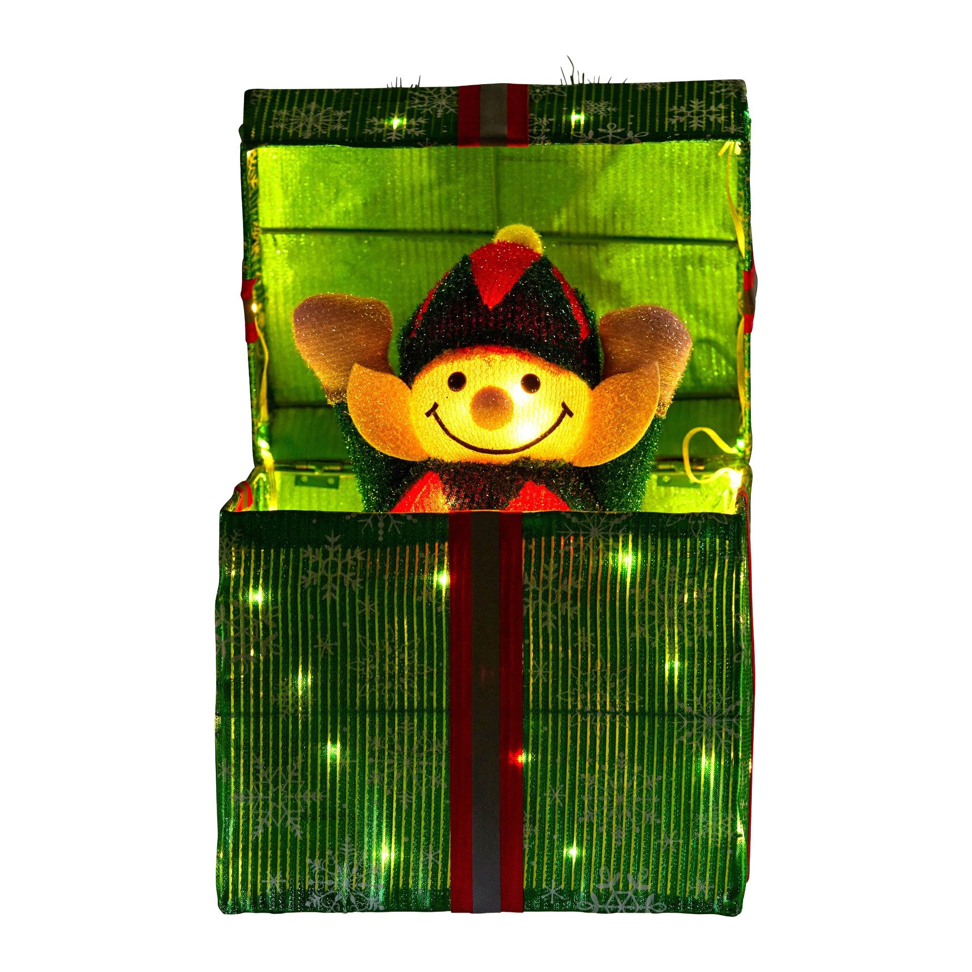 Christabelle Animated Elf Gift Box Led Lights Christmas Tree Decoration Ornament V240-112_SHE101