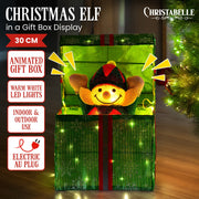 Christabelle Animated Elf Gift Box Led Lights Christmas Tree Decoration Ornament V240-112_SHE101